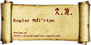 Kogler Márton névjegykártya